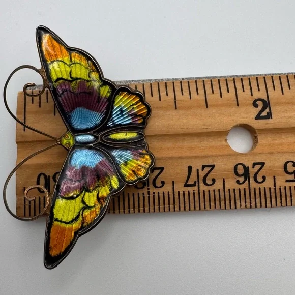 David Andersen Norway 925 Sterling Guilloche Enamel Butterfly Brooch - Picture 9 of 9